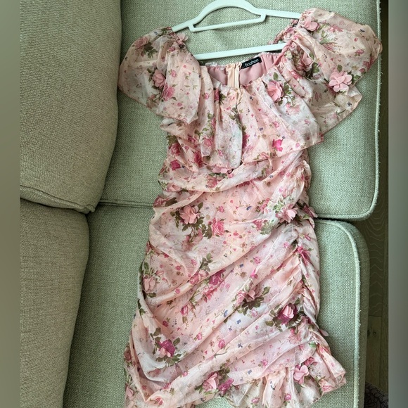 Boohoo Floral Chiffon Bradot Mini Dress - Picture 3 of 4